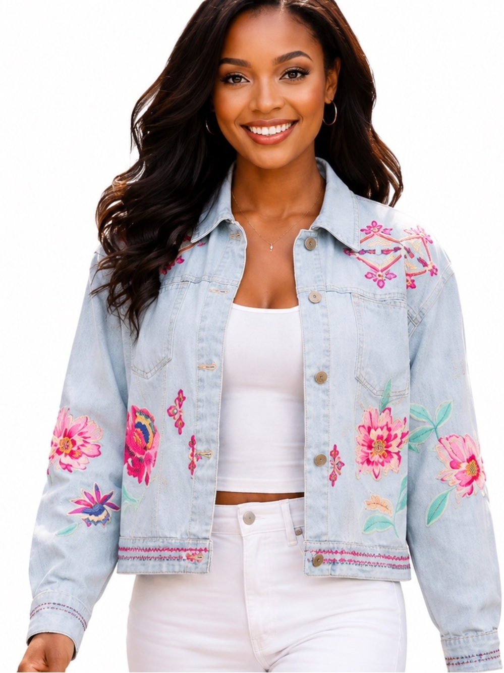 Johnny Was Talulla heavily embroidered Denim Jacket NWT